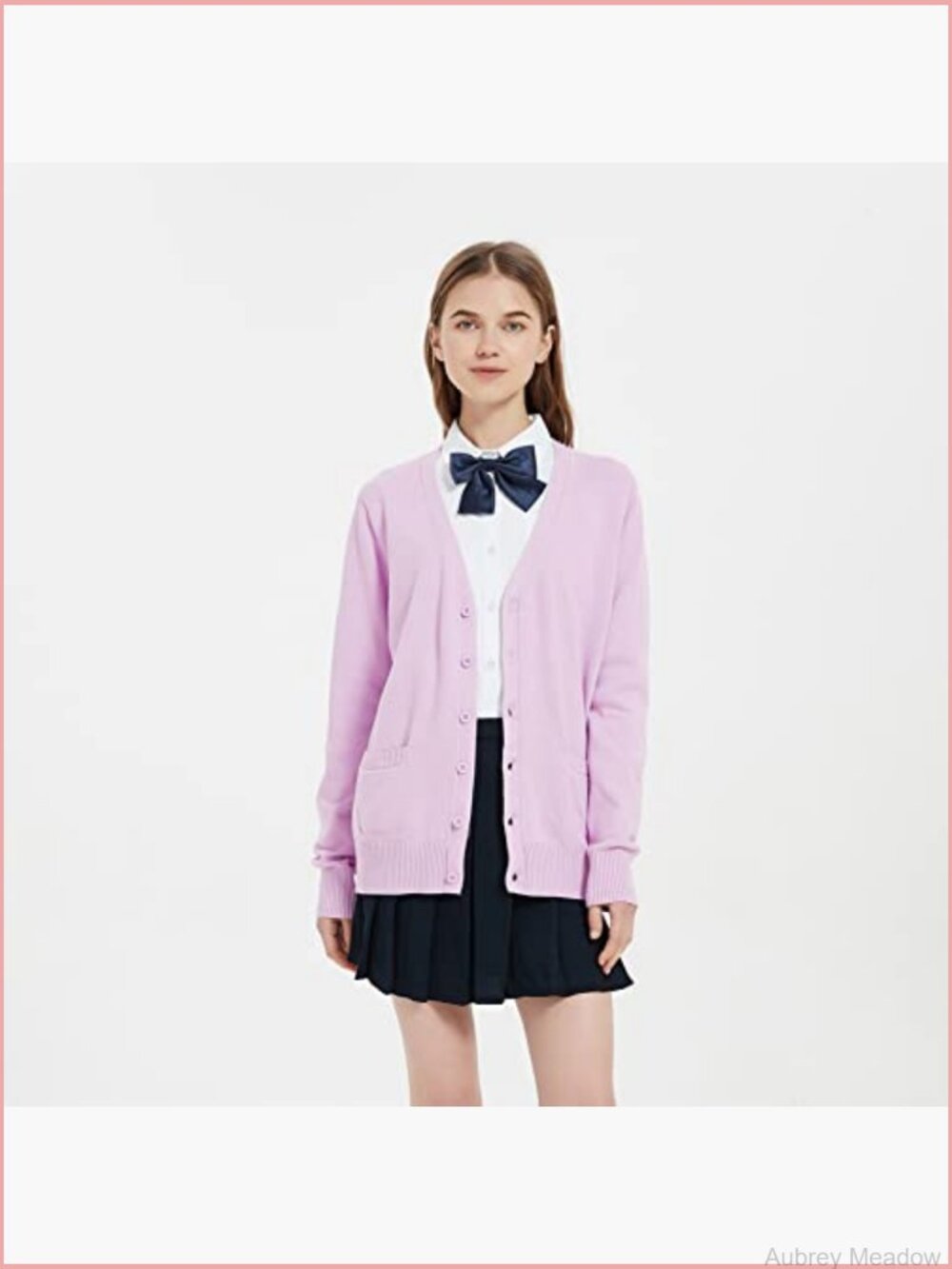 Women's Cardigan V-Neck Button Down Knit Sweater with Pockets - Picture 4 of 7